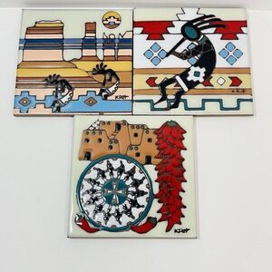 Earthtones Terra Cotta Southwest Tiles Kokopelli Friendship Lot of‎ 3 1995